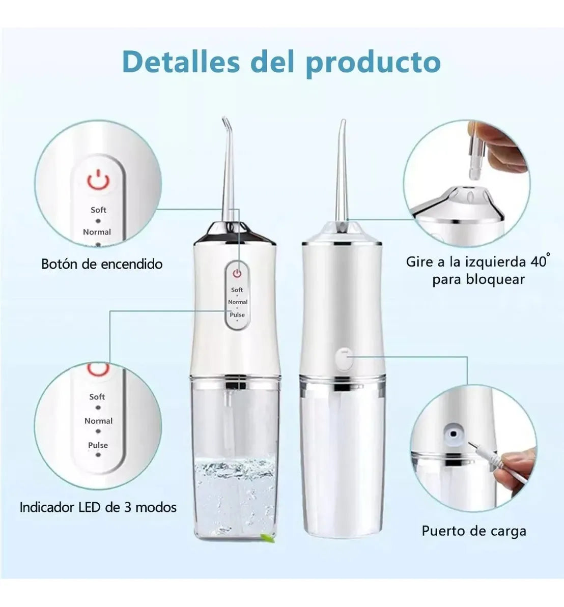 Irrigador Bucal Limpiador Dientes 4 boqu
