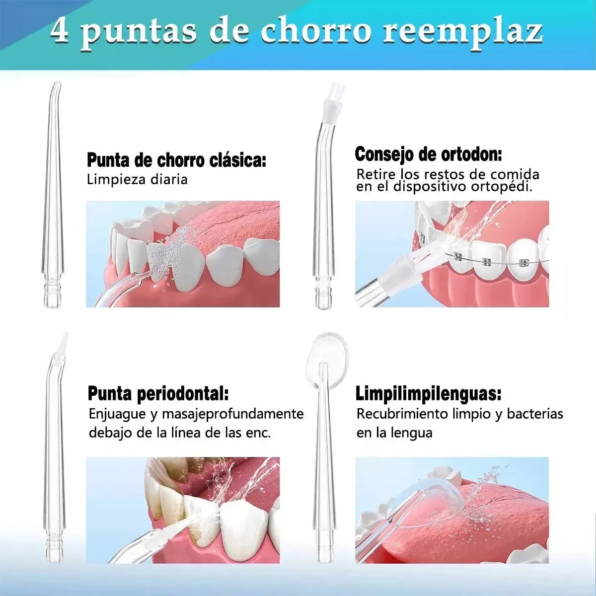 Irrigador Bucal Limpiador Dientes 4 boqu